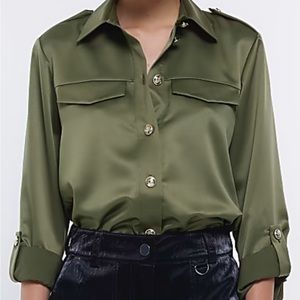 River Island Satin Utility Shirt, Size 12